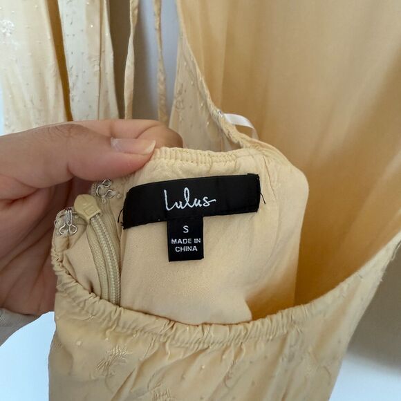 Lulus Womens Jacquard Backless Dress Small Cream Milkmade Fairycore Whimsigoth - Picture 5 of 8